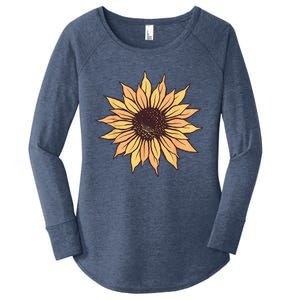 Sunflower Women Cute Floral Casual Summer Women's Perfect Tri Tunic Long Sleeve Shirt