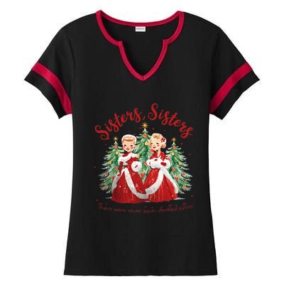 Sisters White Christmas Movie 1954 Xmas Snow Holiday Pajamas  Ladies Halftime Notch Neck Tee