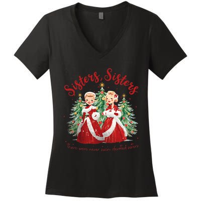 Sisters White Christmas Movie 1954 Xmas Snow Holiday Pajamas  Women's V-Neck T-Shirt