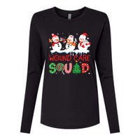 Snowman Wound Care Nurse Squad Christmas Holiday Matching Womens Cotton Relaxed Long Sleeve T-Shirt