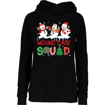 Snowman Wound Care Nurse Squad Christmas Holiday Matching Womens Funnel Neck Pullover Hood