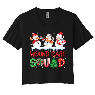 Snowman Wound Care Nurse Squad Christmas Holiday Matching Women's Crop Top Tee