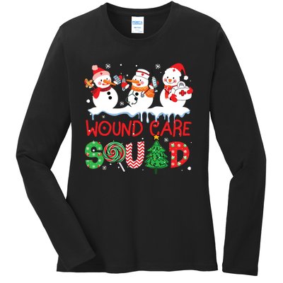 Snowman Wound Care Nurse Squad Christmas Holiday Matching Ladies Long Sleeve Shirt