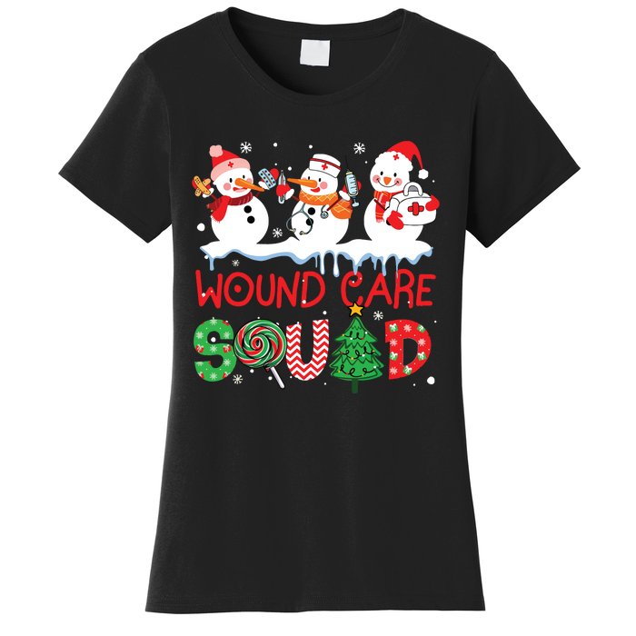 Snowman Wound Care Nurse Squad Christmas Holiday Matching Women's T-Shirt