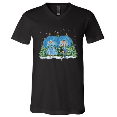 Sisters White Christmas Movie 1954 Xmas Snow Pajamas Holiday V-Neck T-Shirt