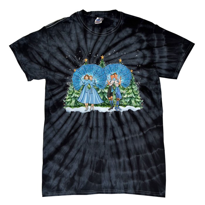 Sisters White Christmas Movie 1954 Xmas Snow Pajamas Holiday Tie-Dye T-Shirt