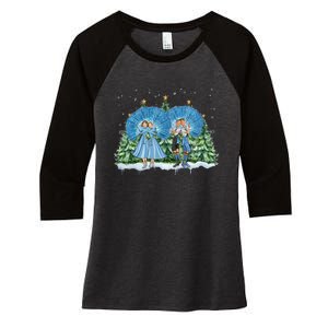 Sisters White Christmas Movie 1954 Xmas Snow Pajamas Holiday Women's Tri-Blend 3/4-Sleeve Raglan Shirt