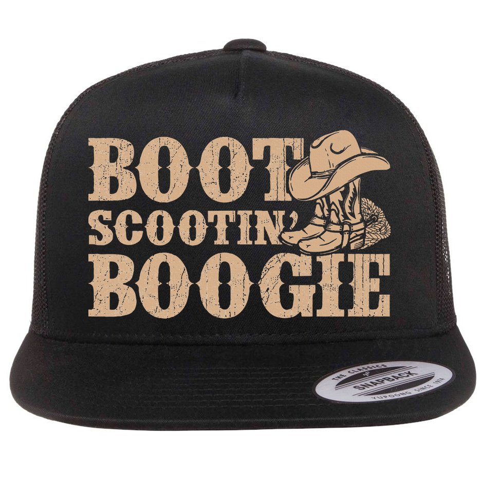 Southern Western Country Music Boot Scootin’ Boogie Flat Bill Trucker Hat