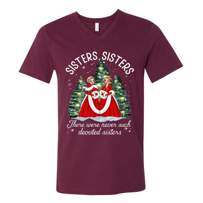 Sisters White Christmas Movie 1954 Xmas Snow Holiday Pajamas V-Neck T-Shirt