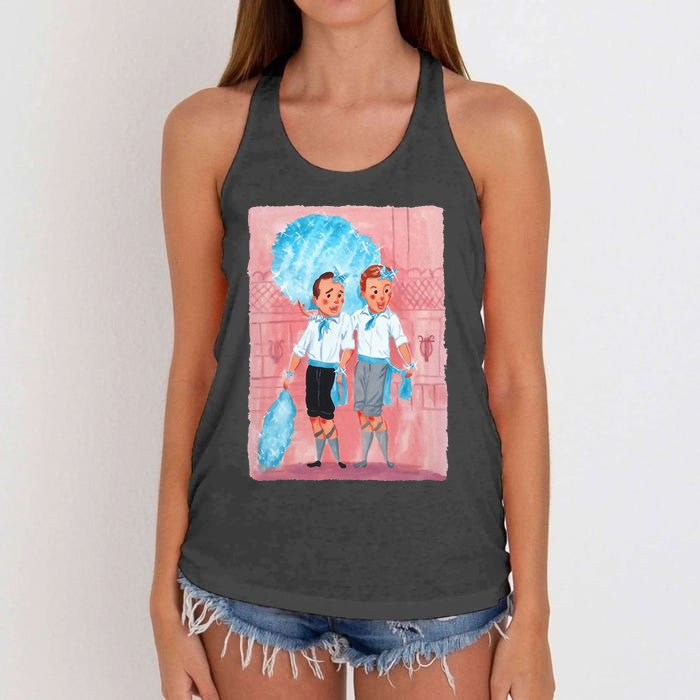 Sisters White Christmas Movie 1954 Xmas Snow Pajamas Holiday Women's Knotted Racerback Tank