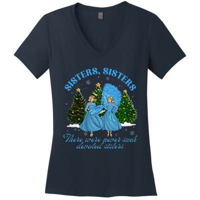 Sisters White Christmas Movie 1954 Xmas Snow Pajamas Holiday Women's V-Neck T-Shirt