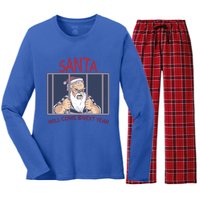 Santa Will Come Next Year Christmas / Funny Jail Santa Claus Gift Women's Long Sleeve Flannel Pajama Set 