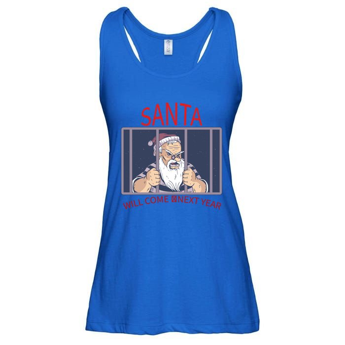 Santa Will Come Next Year Christmas / Funny Jail Santa Claus Gift Ladies Essential Flowy Tank