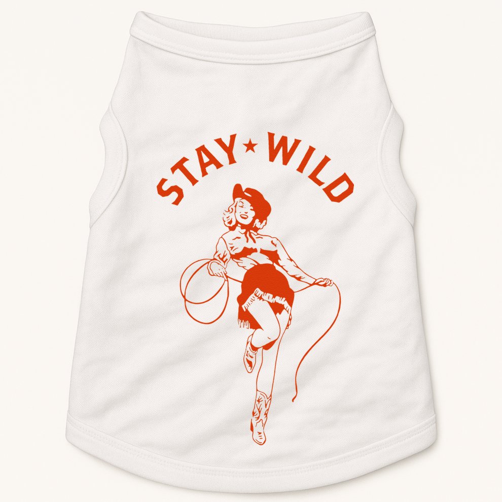 Stay Wild Cowgirl Pin Up Girl Vintage Western Country Rodeo Doggie Tank