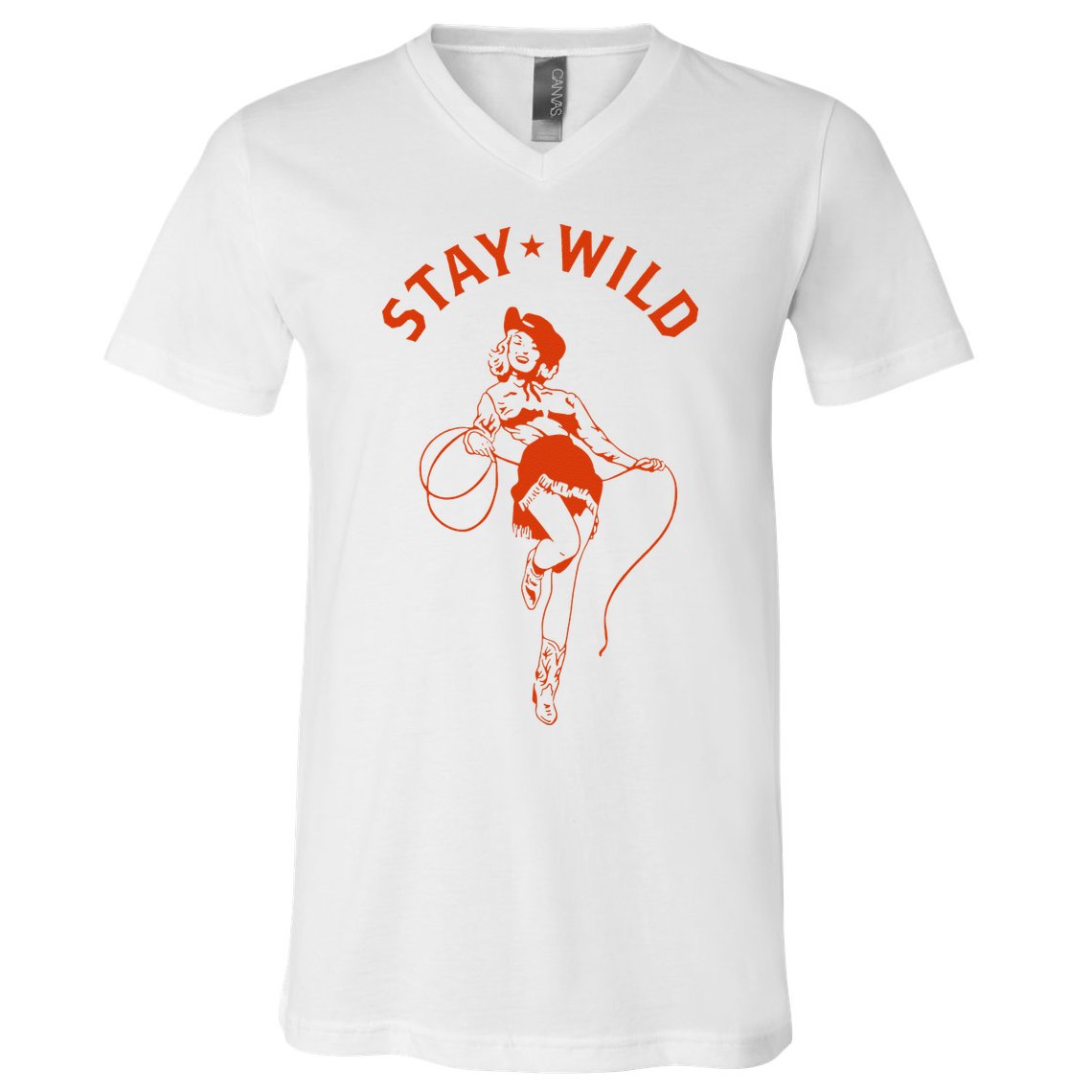 Stay Wild Cowgirl Pin Up Girl Vintage Western Country Rodeo V-Neck T-Shirt