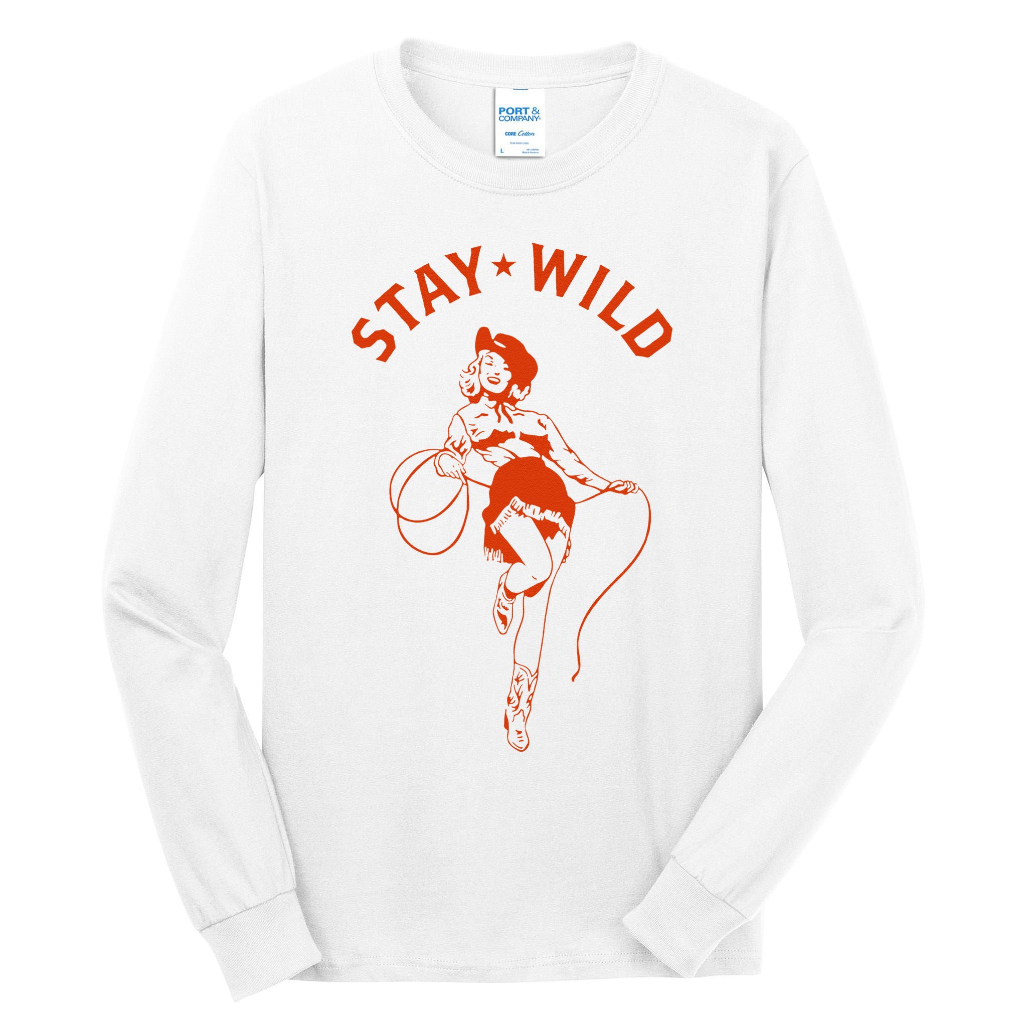Stay Wild Cowgirl Pin Up Girl Vintage Western Country Rodeo Tall Long Sleeve T-Shirt