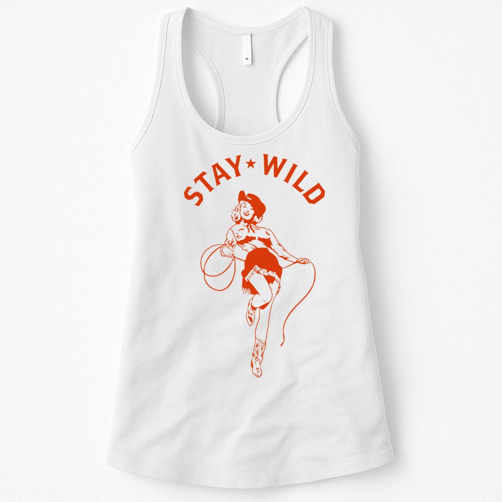 Stay Wild Cowgirl Pin Up Girl Vintage Western Country Rodeo Womens Tank Top