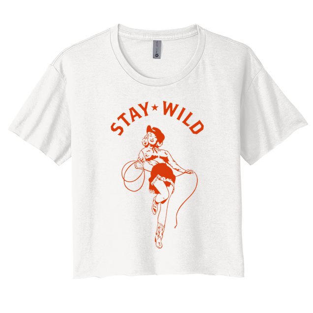 Stay Wild Cowgirl Pin Up Girl Vintage Western Country Rodeo Crop Top