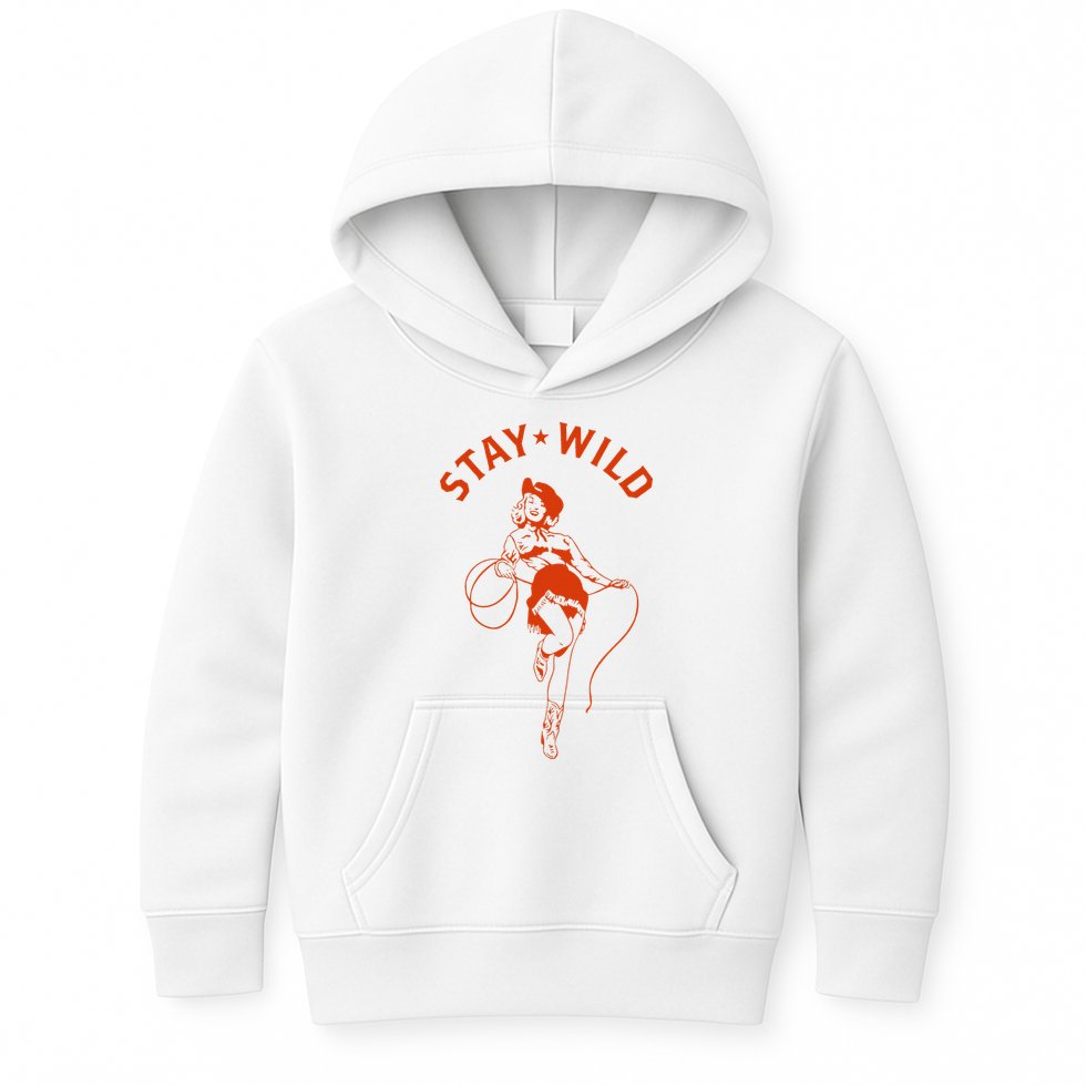 Stay Wild Cowgirl Pin Up Girl Vintage Western Country Rodeo Kids Hoodie