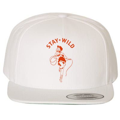Stay Wild Cowgirl Pin Up Girl Vintage Western Country Rodeo Wool Snapback Cap