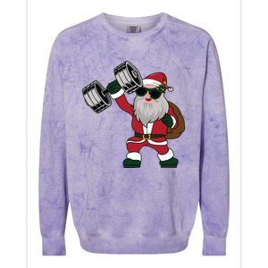 Santa Weightlifting Christmas Fitness Gym Deadlift Xmas Gift Colorblast Crewneck Sweatshirt