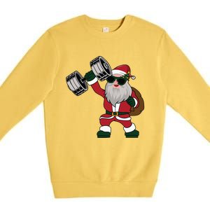 Santa Weightlifting Christmas Fitness Gym Deadlift Xmas Gift Premium Crewneck Sweatshirt