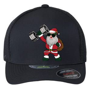 Santa Weightlifting Christmas Fitness Gym Deadlift Xmas Gift Flexfit Unipanel Trucker Cap