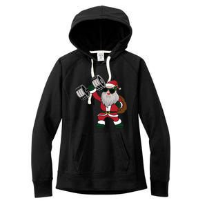 Santa Weightlifting Christmas Fitness Gym Deadlift Xmas Gift Women's Fleece Hoodie