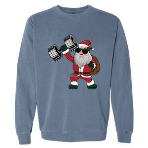 Santa Weightlifting Christmas Fitness Gym Deadlift Xmas Gift Garment-Dyed Sweatshirt