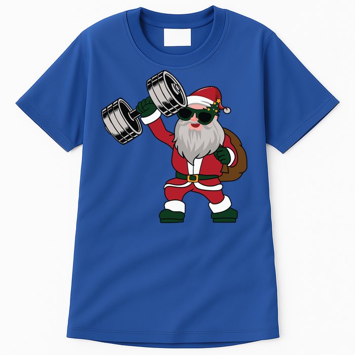 Santa Weightlifting Christmas Fitness Gym Deadlift Xmas Gift Tall T-Shirt