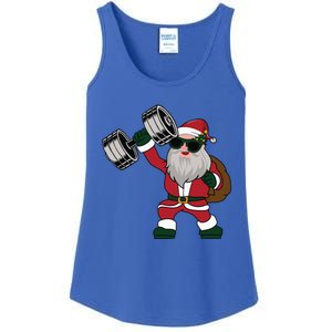 Santa Weightlifting Christmas Fitness Gym Deadlift Xmas Gift Ladies Essential Tank