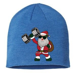 Santa Weightlifting Christmas Fitness Gym Deadlift Xmas Gift Sustainable Beanie