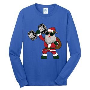 Santa Weightlifting Christmas Fitness Gym Deadlift Xmas Gift Tall Long Sleeve T-Shirt