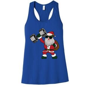 Santa Weightlifting Christmas Fitness Gym Deadlift Xmas Gift Women's Racerback Tank