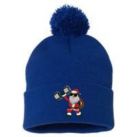 Santa Weightlifting Christmas Fitness Gym Deadlift Xmas Gift Pom Pom 12in Knit Beanie