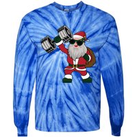 Santa Weightlifting Christmas Fitness Gym Deadlift Xmas Gift Tie-Dye Long Sleeve Shirt