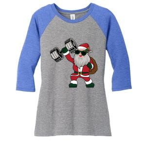 Santa Weightlifting Christmas Fitness Gym Deadlift Xmas Gift Women's Tri-Blend 3/4-Sleeve Raglan Shirt