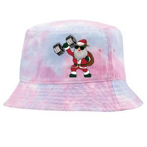 Santa Weightlifting Christmas Fitness Gym Deadlift Xmas Gift Tie-Dyed Bucket Hat