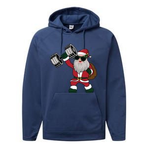 Santa Weightlifting Christmas Fitness Gym Deadlift Xmas Gift Performance Fleece Hoodie