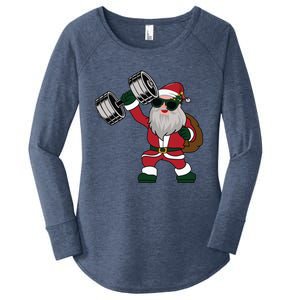 Santa Weightlifting Christmas Fitness Gym Deadlift Xmas Gift Women's Perfect Tri Tunic Long Sleeve Shirt