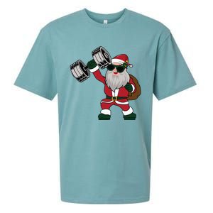 Santa Weightlifting Christmas Fitness Gym Deadlift Xmas Gift Sueded Cloud Jersey T-Shirt