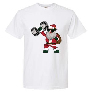 Santa Weightlifting Christmas Fitness Gym Deadlift Xmas Gift Garment-Dyed Heavyweight T-Shirt