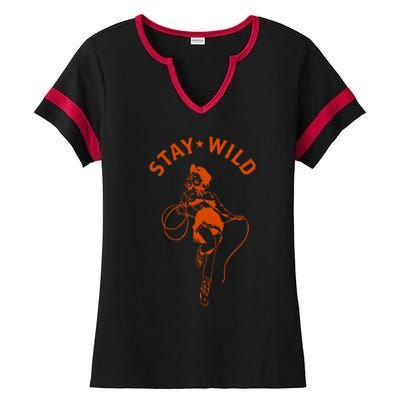 Stay Wild Cowgirl Oversized Ladies Halftime Notch Neck Tee