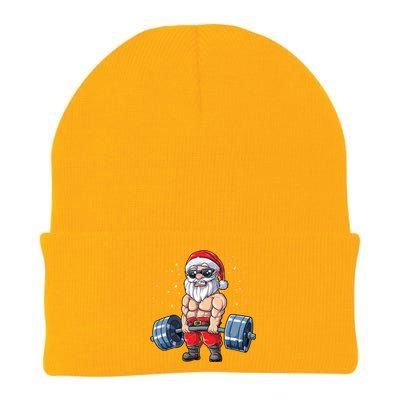 Santa Weightlifting Christmas Fitness Gym Deadlift Xmas Meaningful Gift Knit Cap Winter Beanie