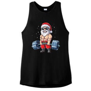 Santa Weightlifting Christmas Fitness Gym Deadlift Xmas Meaningful Gift Ladies PosiCharge Tri-Blend Wicking Tank