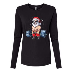 Santa Weightlifting Christmas Fitness Gym Deadlift Xmas Meaningful Gift Womens Cotton Relaxed Long Sleeve T-Shirt