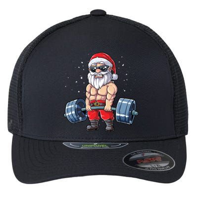 Santa Weightlifting Christmas Fitness Gym Deadlift Xmas Meaningful Gift Flexfit Unipanel Trucker Cap