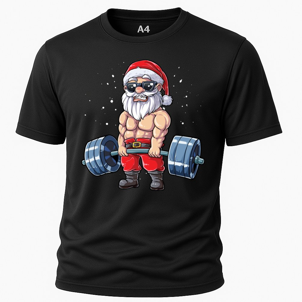 Santa Weightlifting Christmas Fitness Gym Deadlift Xmas Meaningful Gift Cooling Performance Crew T-Shirt