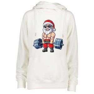 Santa Weightlifting Christmas Fitness Gym Deadlift Xmas Meaningful Gift Womens Funnel Neck Pullover Hood