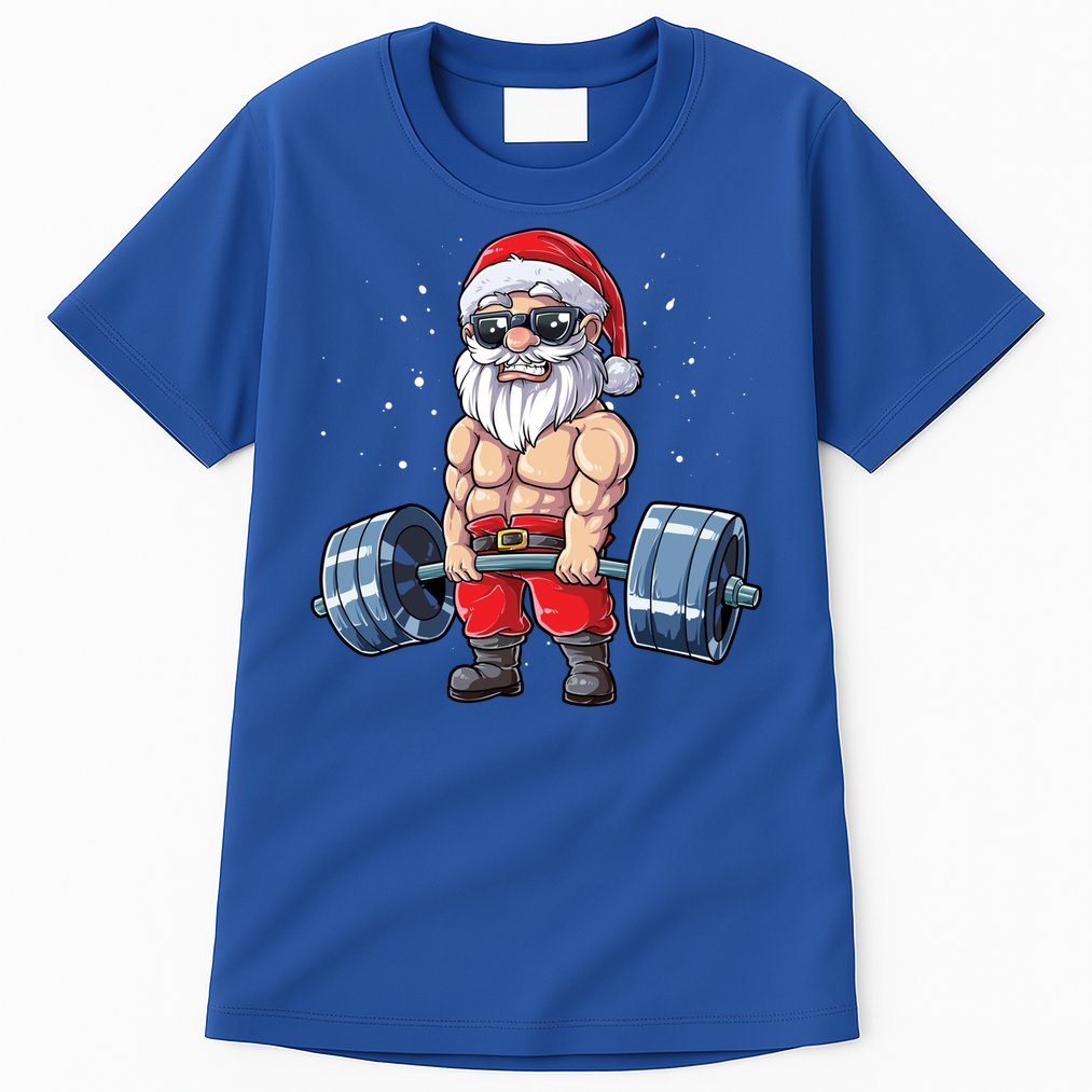 Santa Weightlifting Christmas Fitness Gym Deadlift Xmas Meaningful Gift Tall T-Shirt